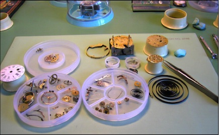 Completely disassembled watch
